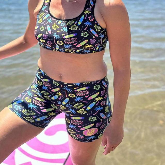Women's SUP Board & Paddle Design Shorts – Vibrant Activewear for Paddleboard Enthusiasts