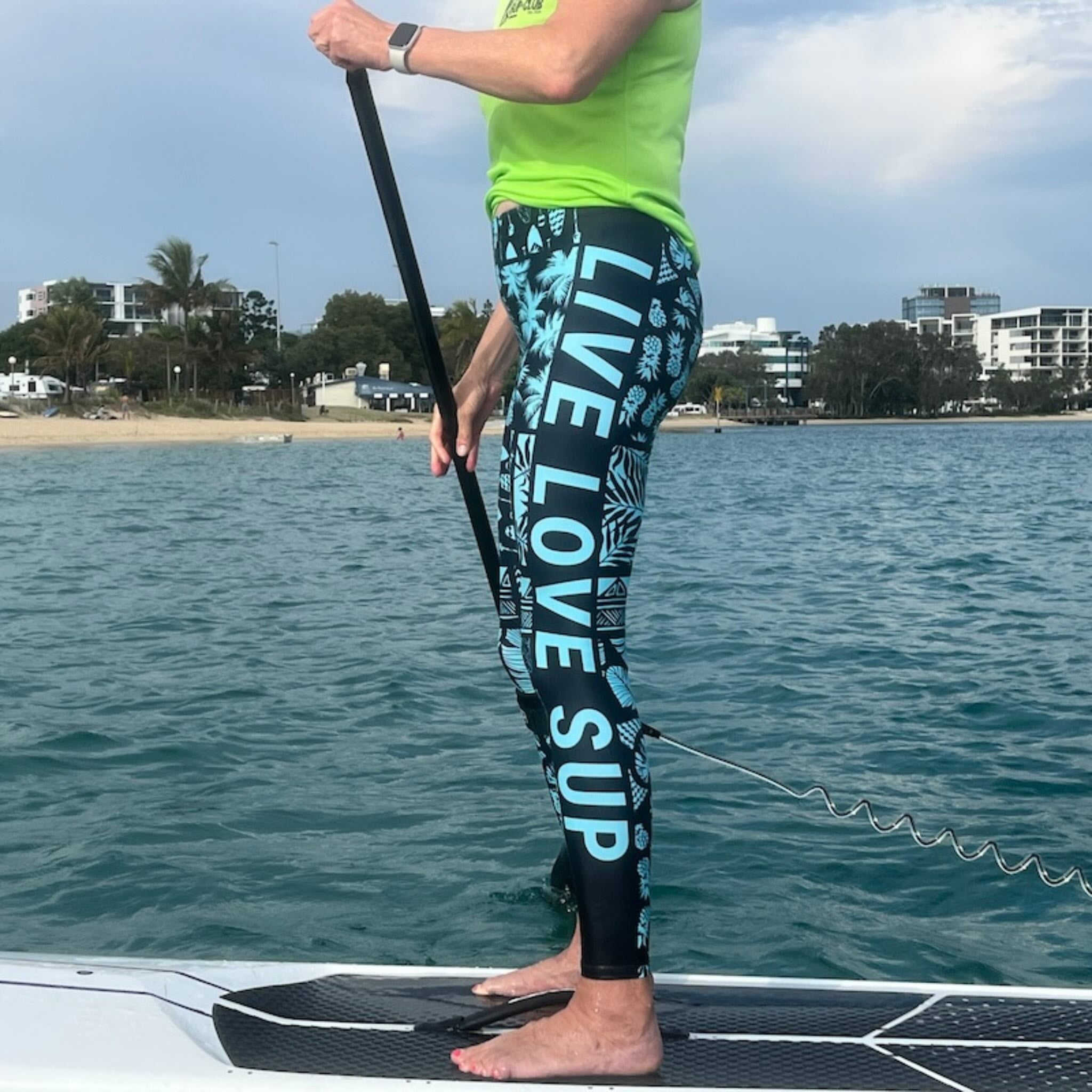 SUP Hawaiian Lifestyle Turquoise Paddle Surf Leggings – LIVE LOVE SUP