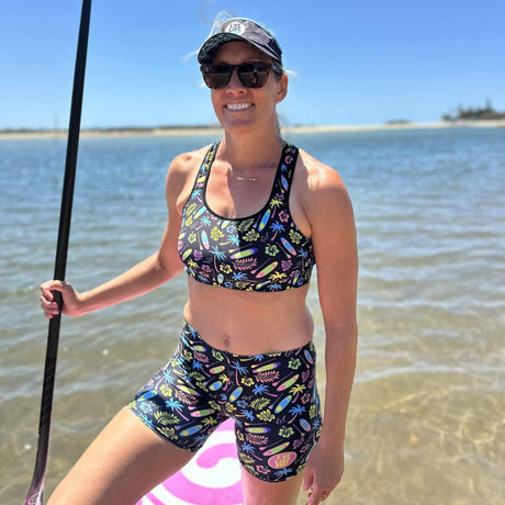 Women's SUP Board & Paddle Design Sports Bra – Moisture-Wicking Activewear for Paddleboard Enthusiasts