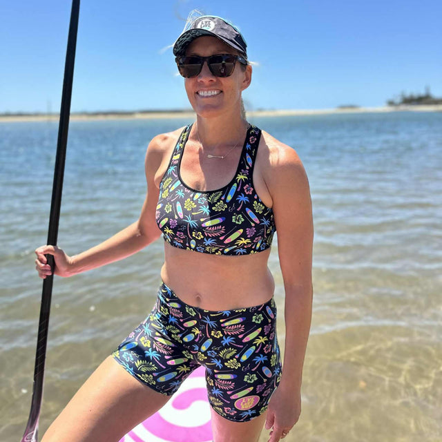 Women's SUP Board & Paddle Design Sports Bra – Moisture-Wicking Activewear for Paddleboard Enthusiasts