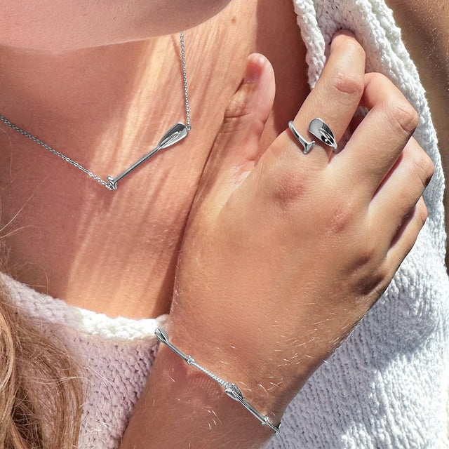 “Kirra” SUP Paddleboard Necklace – Adjustable Sterling Silver