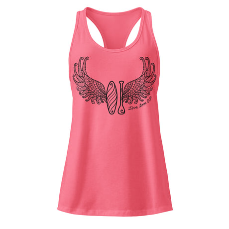 Women’s SUP Wings Fitted Racerback Tank Top in hot pink with SUP Wings graphic, fitted racerback silhouette, lightweight fabric.