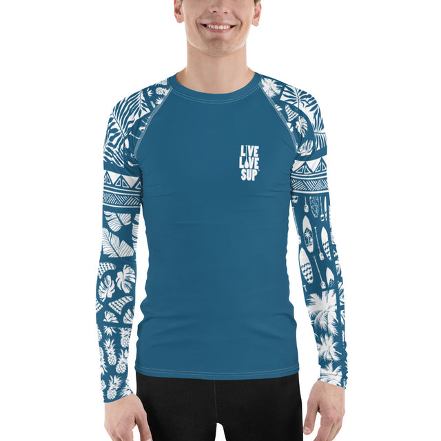 Men's Hawaiian Lifestyle Blue Rash Guard