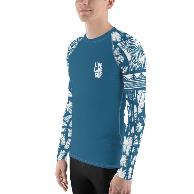 Men's Hawaiian Lifestyle Blue Rash Guard