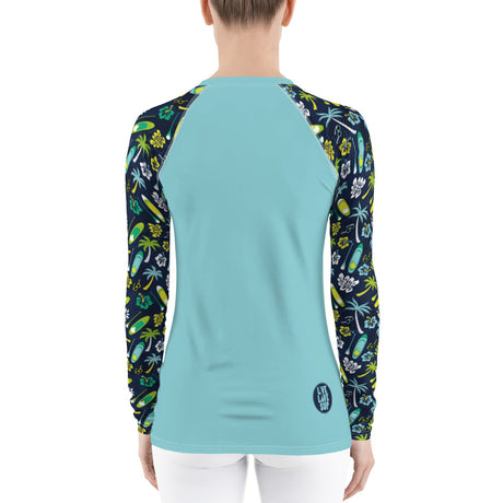 Women's Live Love SUP Board and Paddle Pattern Rashguard – UPF40 Long-Sleeve Activewear()()