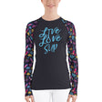 Women's Live Love SUP Board and Paddle Pattern Rashguard UPF40 Long-Sleeve Activewear