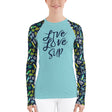 Women's Live Love SUP Board and Paddle Pattern Rashguard – UPF40 Long-Sleeve Activewear()()