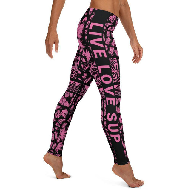 SUP Hawaiian Lifestyle Pink Paddle - Surf Leggings - SUP Apparel - LIVE LOVE SUP