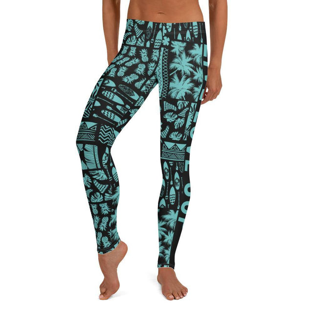 SUP Hawaiian Lifestyle Turquoise Paddle - Surf Leggings - SUP Apparel - LIVE LOVE SUP