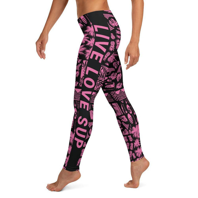SUP Hawaiian Lifestyle Pink Paddle - Surf Leggings - SUP Apparel - LIVE LOVE SUP