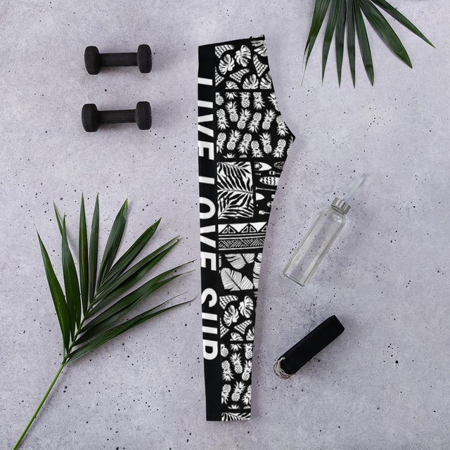 SUP Hawaiian Lifestyle Black Paddle - Surf Leggings - SUP Apparel - LIVE LOVE SUP