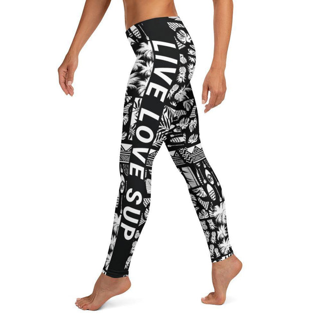 SUP Hawaiian Lifestyle Black Paddle - Surf Leggings - SUP Apparel - LIVE LOVE SUP