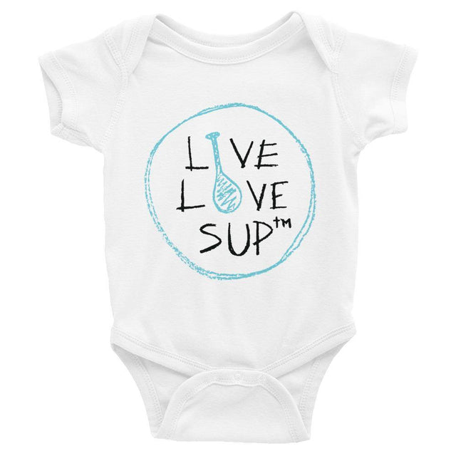 Baby SUP Blue Crayon Logo Onesie - SUP Apparel - LIVE LOVE SUP
