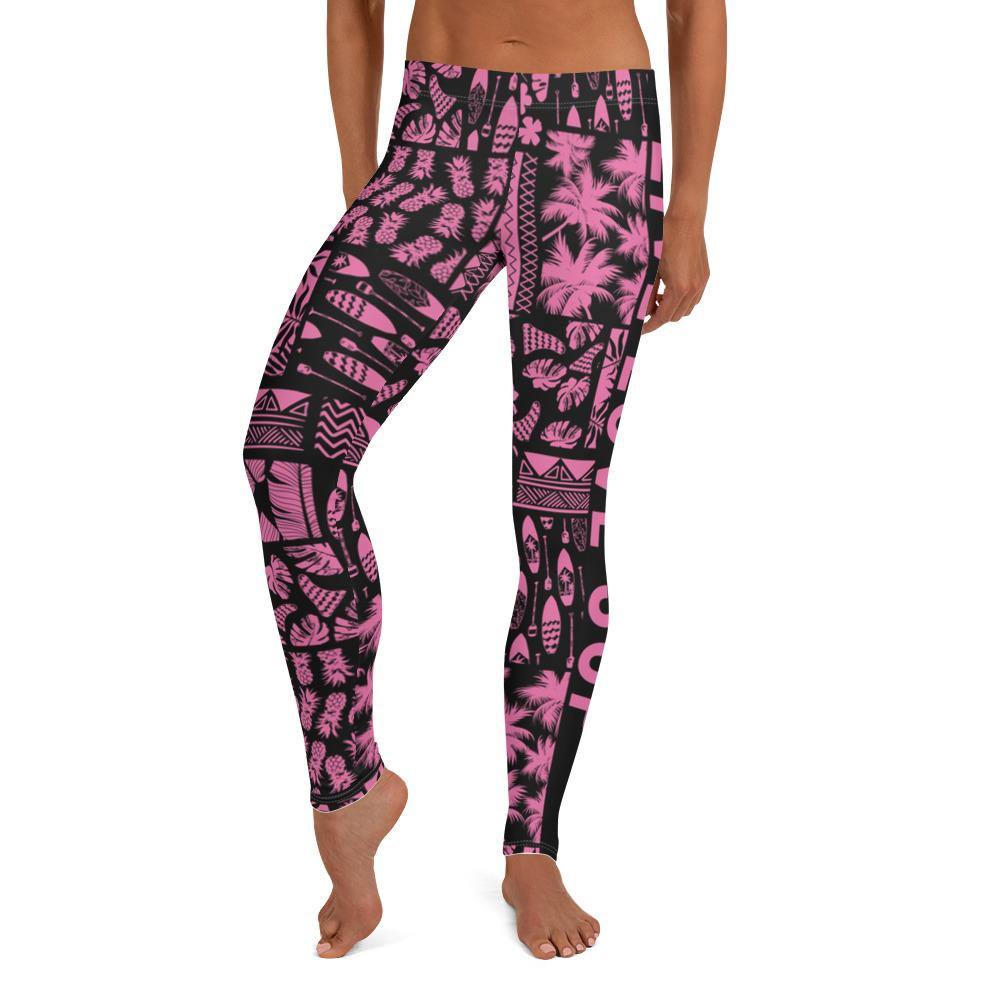 SUP Hawaiian Lifestyle Pink Paddle Surf Leggings – UPF 40+