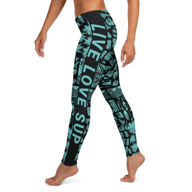 SUP Hawaiian Lifestyle Turquoise Paddle - Surf Leggings - SUP Apparel - LIVE LOVE SUP