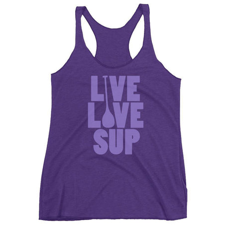 Women's Classic Full Front Purple Live Love SUP Logo Racerback Tank - SUP Apparel - LIVE LOVE SUP