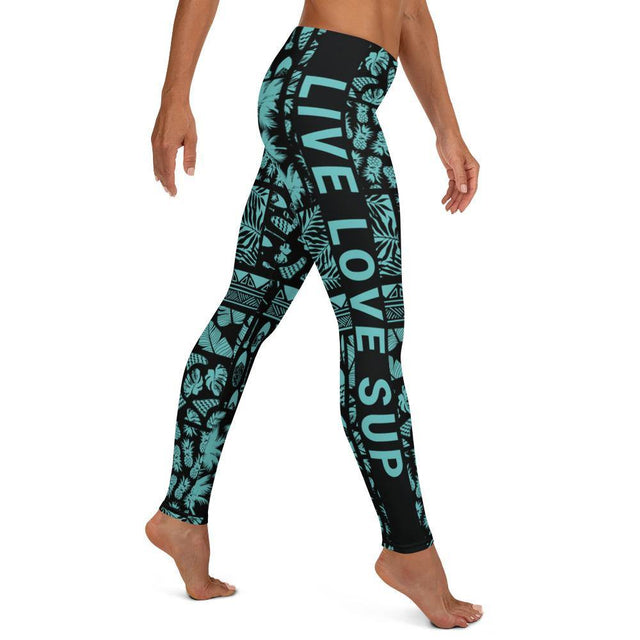 SUP Hawaiian Lifestyle Turquoise Paddle - Surf Leggings - SUP Apparel - LIVE LOVE SUP