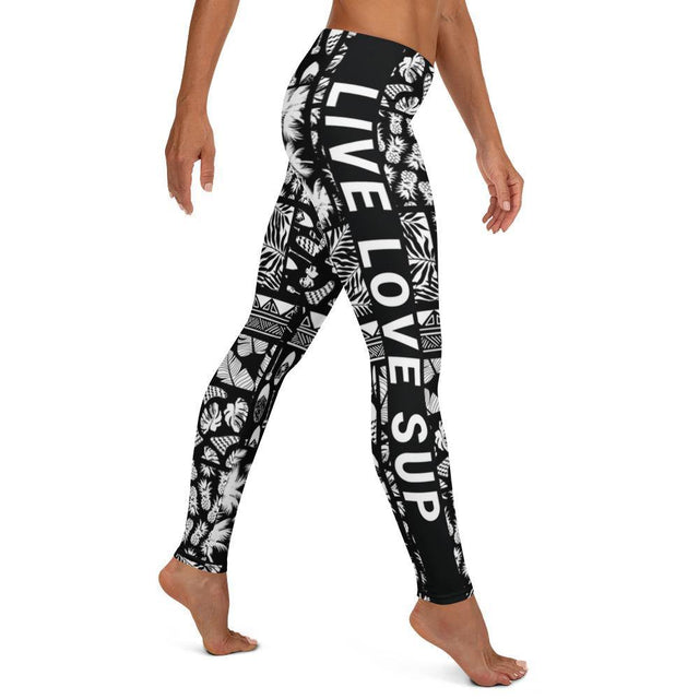 SUP Hawaiian Lifestyle Black Paddle - Surf Leggings - SUP Apparel - LIVE LOVE SUP