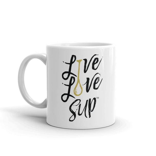 Live Love SUP Handwritten Gold Paddle Logo Mug┊Best Paddle Board Mugs Shop┊Live Love SUP