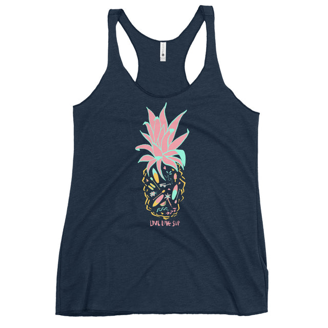 Live Love SUP Pineapple Print Women's Racerback Tank - SUP Apparel - LIVE LOVE SUP