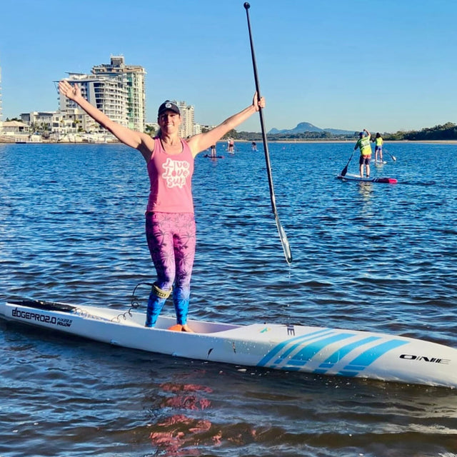 Women’s Live Love SUP Logo Fitted Racerback Tank Top – Lightweight & Breathable