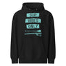 Unisex ‘SUP Vibes Only’ Hoodie in black with centered logo, front view  eco-friendly cotton-blend fleece.