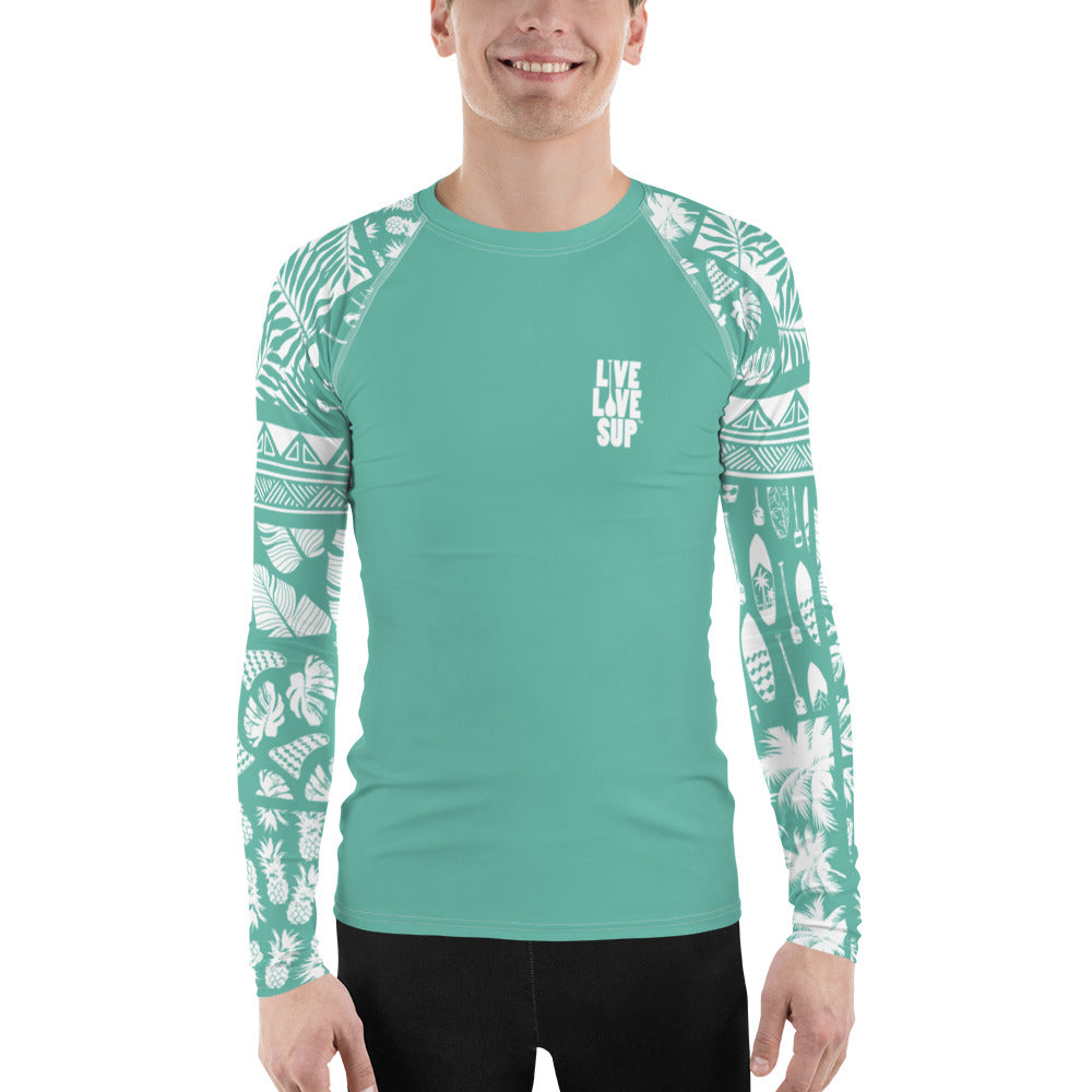 Men's Hawaiian Lifestyle Green Rash Guard – LIVE LOVE SUP