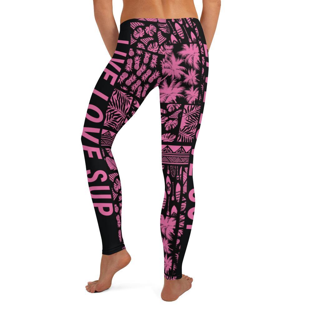 SUP Hawaiian Lifestyle Pink Paddle Surf Leggings – UPF 40+