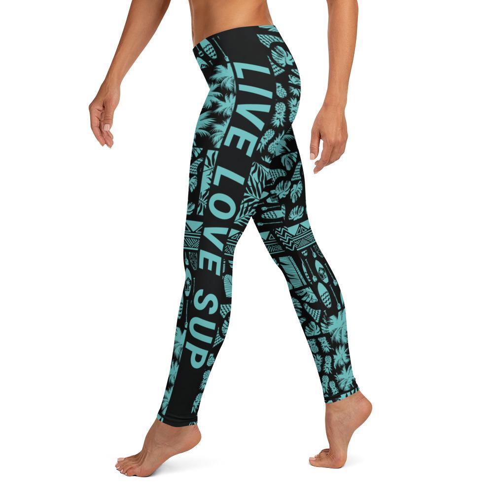 サーフィン・ボディボード PADDLER Blade Lite Compression Leggings SUP Hawaiian Lifestyle Turquoise Paddle - Surf Leggings