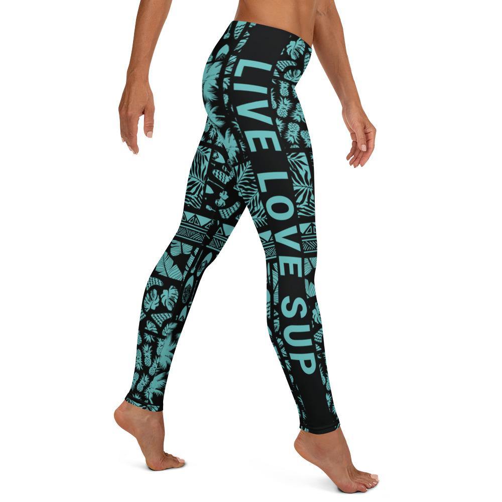 SUP Hawaiian Lifestyle Turquoise Paddle Surf Leggings – LIVE LOVE SUP