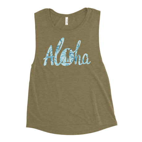 Aloha SUP Stand Up Paddleboarder Patterned Logo Ladies’ Muscle Tank - SUP Apparel - LIVE LOVE SUP